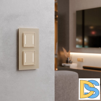 Сенсорный выключатель двухклавишный с подсветкой (шампань) W4522011