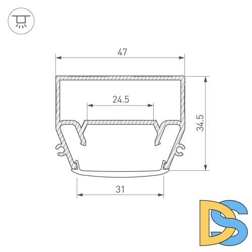 Профиль Arlight STRETCH-S-35-CEIL-CENTER-2000 (GAMMA35) 040699