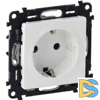 Розетка Legrand Valena Life с заземлением и шторками 753030+755200 Белая