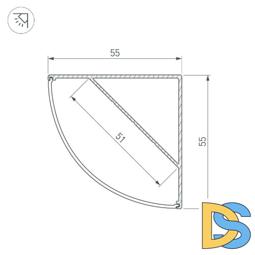 Алюминиевый профиль Arlight KANT-H55-2000 ANOD 044578