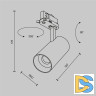 Трековый трехфазный светильник Maytoni Technical Three phase track system Trinity Focus Led TR197-3-12WCCT-M-B