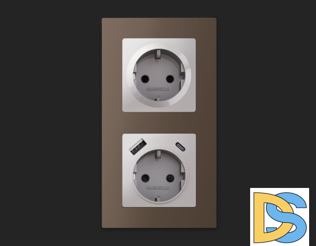 Комплект механизма розетки с/з со шторками Ambrella Volt Alfa MA407010