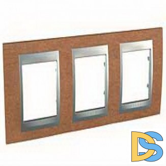 Рамка 3-ая (тройная), Дерево Вишня/Алюминий, серия UNICA TOP/CLASS, Schneider Electric