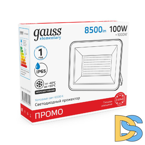 Прожектор светодиодный Gauss Elementary Промо 100W 6500К 613100100P