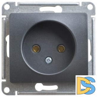 Розетка 1-ая электрическая без заземления, Антрацит, серия Glossa, Schneider Electric