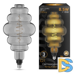 Лампа светодиодная филаментная Gauss E27 8,5W 1800K серая 161802005