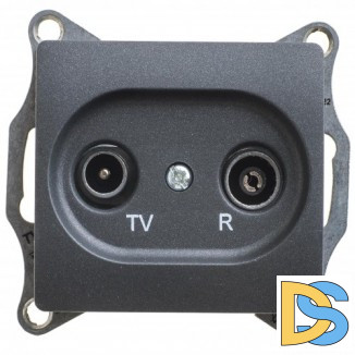 Розетка телевизионная оконечная ТV-FМ 1dB, Антрацит, серия Glossa, Schneider Electric