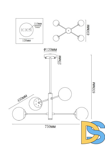 Люстра на штанге MyFar Solve MR1330-4P