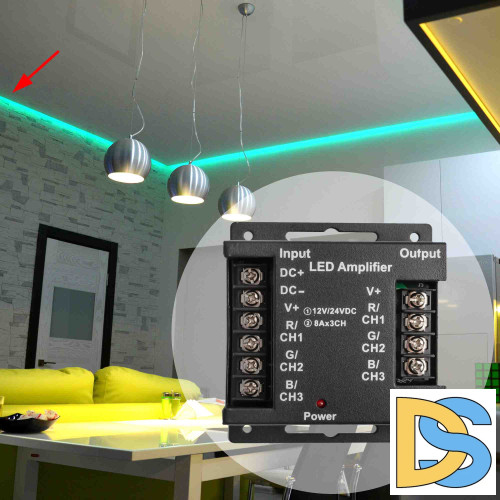 Усилитель RGB Apeyron 12В 288Вт 3 канала*8А 04-04(288)