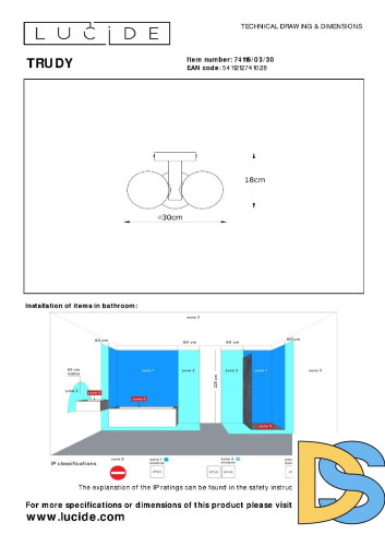 Потолочный светильник Lucide Trudy 74116/03/30