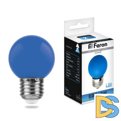 Лампа светодиодная Feron E27 1W Синий Шар Матовая LB-3725118