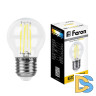 Лампа светодиодная филаментная Feron E27 7W 2700K Шар Прозрачная LB-52 25876