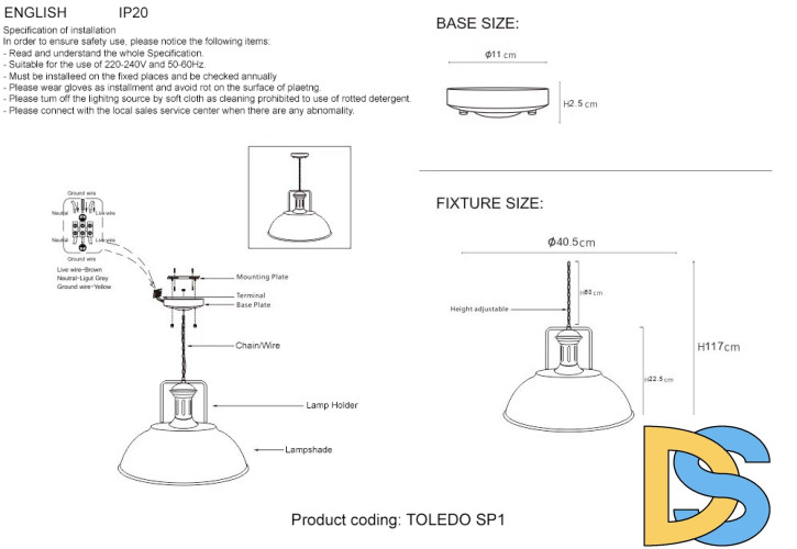 Подвесной светильник Crystal Lux TOLEDO SP1 V2 BROWN
