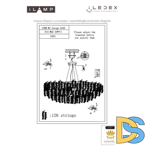 Подвесная люстра iLamp Savage 8006-D800 GD