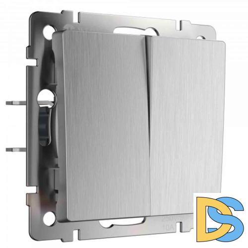 Выключатель двухклавишный проходной Werkel (cеребряный рифленый) W1122009 4690389159626