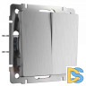 Выключатель двухклавишный проходной Werkel (cеребряный рифленый) W1122009 4690389159626