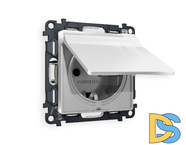 Комплект механизма розетки с/з со шторками и крышкой Ambrella Volt Alfa MA408010