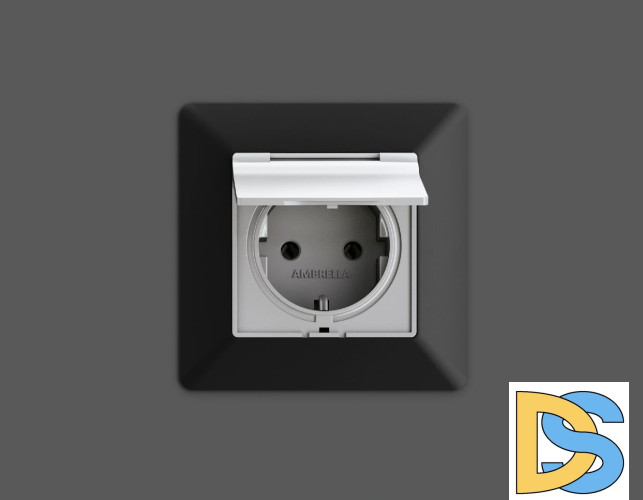 Комплект механизма розетки с/з со шторками и крышкой Ambrella Volt Alfa MA408010