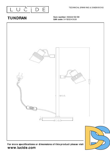 Настольная лампа Lucide Tundran 34544/02/30