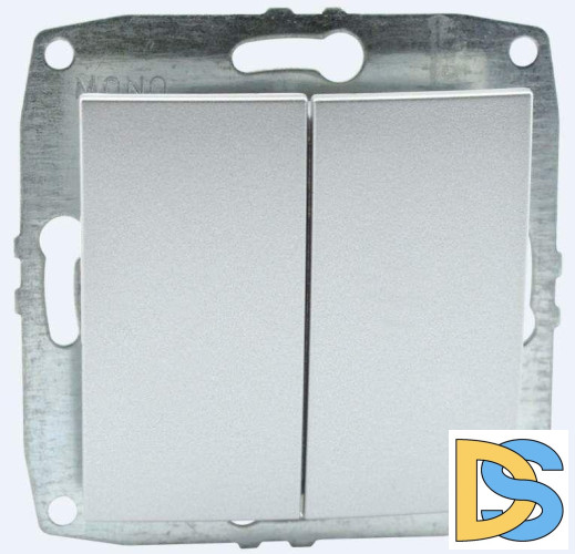 Выключатель двухклавишный Mono Electric Despina-Larissa 10А 250В серебро 500-002125-102