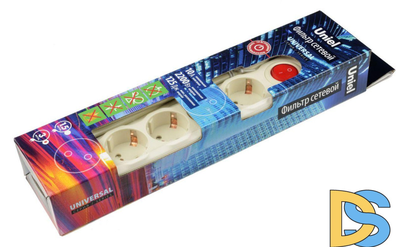 Cетевой фильтр (UL-00001741) Uniel 5гн х 1,5м с/з Universal S-GSU5-1,5 White