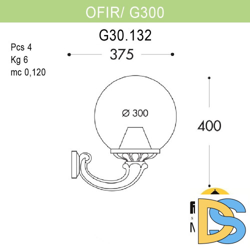 Уличный настенный светильник Fumagalli Globe G30.132.000.AXF1R