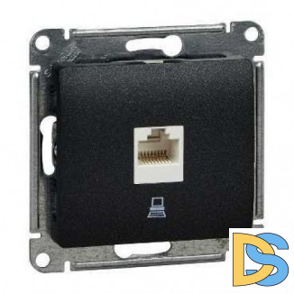 Розетка компьютерная 1-ая кат.5е, RJ-45 (интернет), Антрацит, серия Glossa, Schneider Electric