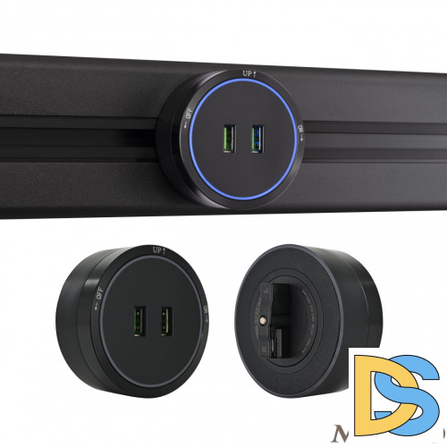 Трековая розетка Arte Milano Am-track-sockets 380066TS LED/USBx2 Black