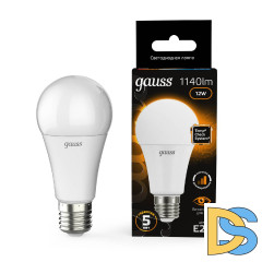 Лампа светодиодная диммируемая Gauss E27 12W 3000K груша матовая 102502112-S