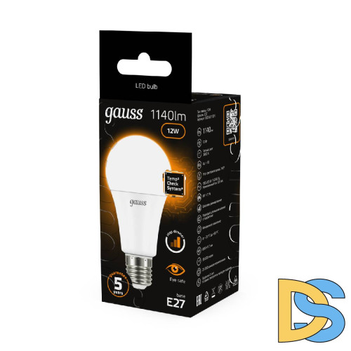 Лампа светодиодная диммируемая Gauss E27 12W 3000K груша матовая 102502112-S