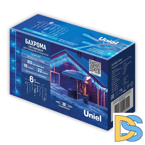 Гирлянда Бахрома Uniel ULD-B6006-080/STK BLUE IP44 UL-00012075