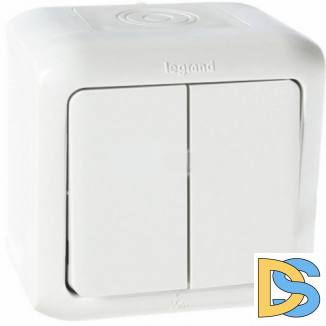 Переключатель Legrand Quteo IP44 2-клавишный белый 782301