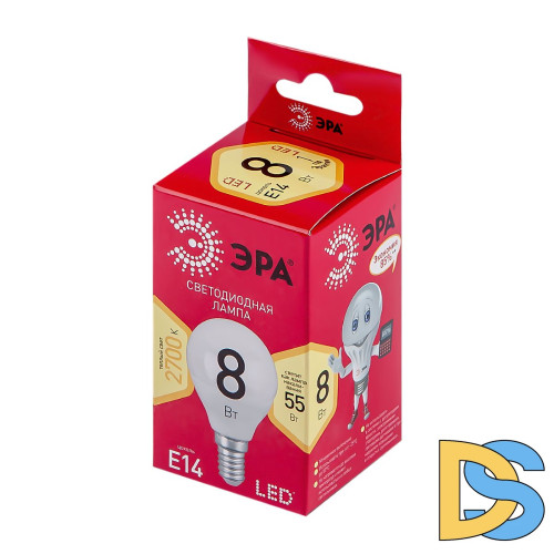 Лампа светодиодная Эра E14 8W 2700K LED P45-8W-827-E14 R Б0050697