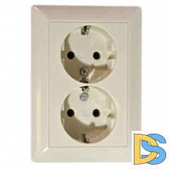 Розетка Jung двойная с заземлением литая Слоновая кость