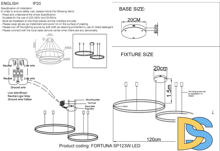 Подвесная люстра Crystal Lux FORTUNA SP123W LED GOLD