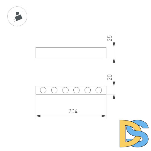 Трековый магнитный светильник Arlight MAG-DOTS-25-L200-6W Warm3000 053025