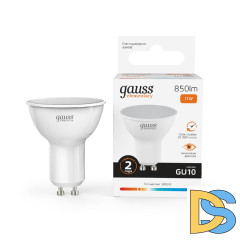 Лампа светодиодная Gauss GU10 11W 3000K матовая 13611