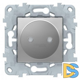 Розетка 1-ая электрическая без заземления с защитными шторками, Алюминий, серия Unica New, Schneider Electric