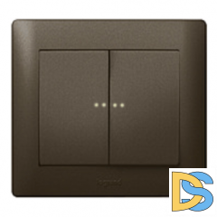 Выключатель 2кл с подсветкой Legrand Galea Life - темная бронза