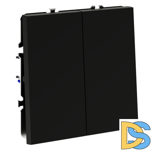Перекрестный переключатель встраиваемый VOLTUM S70 двухклавишный 10А, (черный матовый)