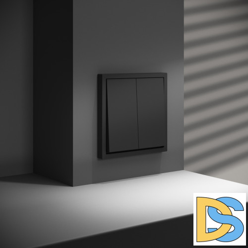 Перекрестный переключатель встраиваемый VOLTUM S70 двухклавишный 10А, (черный матовый)
