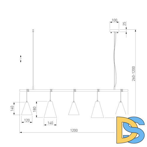 Подвесной светильник Eurosvet Castle 50088/5 черный/золото