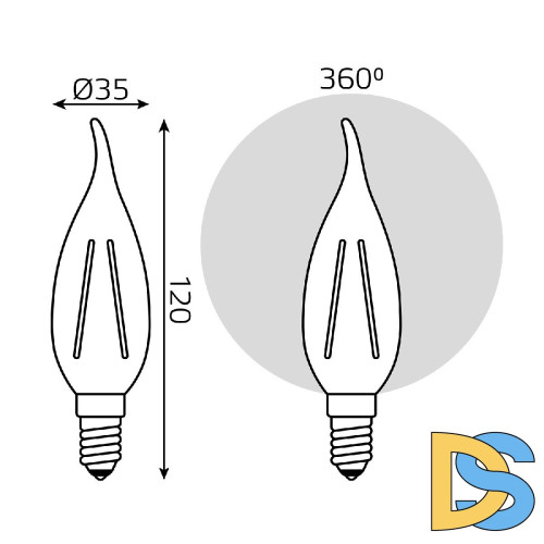 Лампа светодиодная Gauss Filament E14 7W 2700K 104901107T