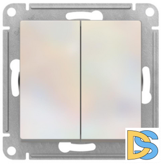 Выключатель 2-клавишный перекрестный (из 3-х мест) Schneider Atlasdesign, жемчуг