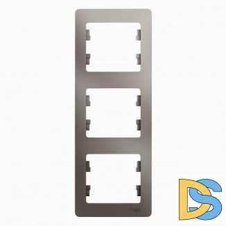 Рамка 3-ая (тройная) вертикальная, Платина, серия Glossa, Schneider Electric