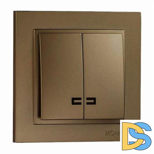 Выключатель двухклавишный с подсветкой Mono Electric Despina 10А 250В бронза 102-232325-103