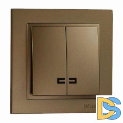 Выключатель двухклавишный с подсветкой Mono Electric Despina 10А 250В бронза 102-232325-103