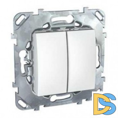 Выключатель 2-клавишный проходной (с двух мест), Белый, серия Unica, Schneider Electric