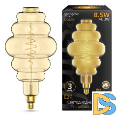 Лампа светодиодная филаментная Gauss E27 8,5W 2000K янтарная 161802105