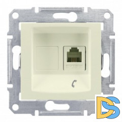 Розетка телефонная 1-ая 4 контакта, RJ-11, Бежевый, серия Sedna, Schneider Electric